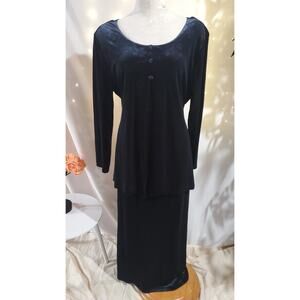 Carole Little Vtg 90s Floral Velvet Cape Maxi Dress Sz 16 Black Red Witchy Goth